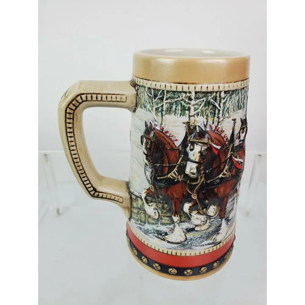 Vintage 1988 Budweiser Holiday Beer Stein Clydesdales‎ Collector